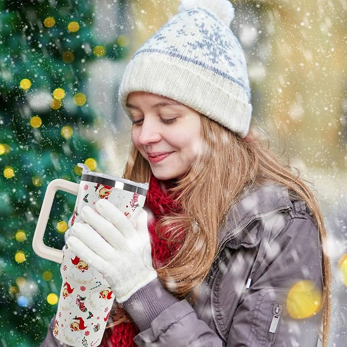 Ceovfoi 40 Oz Santa Tumbler With Handle, Santa Coffee Travel Mug Cup, Christmas Decor, Gifts for Women - Bloomnest