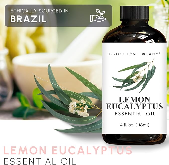 Brooklyn Botany Lemon Eucalyptus Essential Oil - Huge 4 Fl Oz - 100% Pure and Natural - Premium Grade with Dropper - for Aromatherapy and Diffuser - Bloomnest