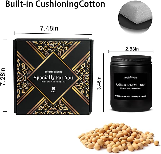 Candles for Men, 4 Pack Scented Candles for Home,28oz Soy Candles 300 Hour Long Lasting Scented of Moroccan Amber/Lemon Lavender/Sandalwood Rose/Caramel Vanilla, Gifts for Men, Boyfriend, Him, Father - Bloomnest