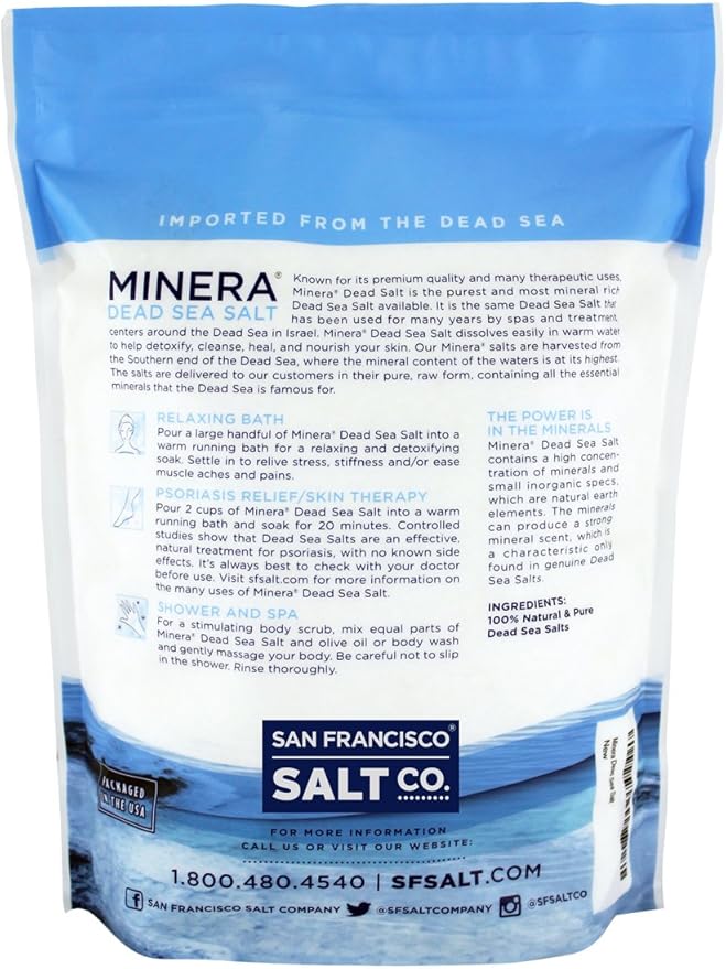 Minera Fine Grain Dead Sea Salt for Bath & Soaking – 19 lbs, Fast-Dissolving, 100% Pure & Natural, Unscented, Skin-Nourishing Bulk Sea Salt - Bloomnest