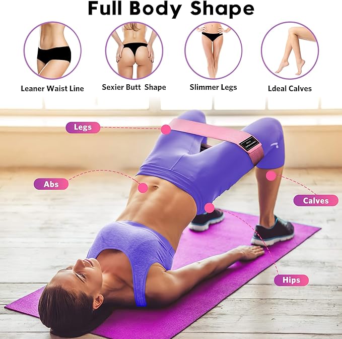 Renoj Resistance Bands, Yoga Starter Sets for Women and Men, 3 Set of Stretch Exercise Workout Bands for Booty Legs, Elastic Pilates Flexbands - Bloomnest