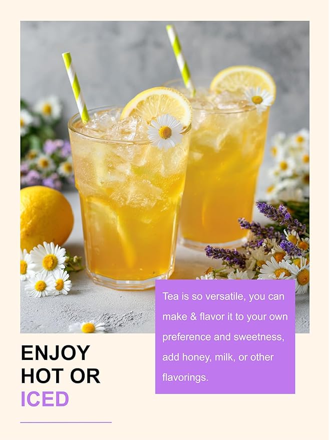 TeeLux Chamomile Lavender Tea Bags, Chamomile & Lavender & Lemon Balm Herbal Tea, Caffeine Free, Soothing & Delightful Aroma, 100 Count - Bloomnest