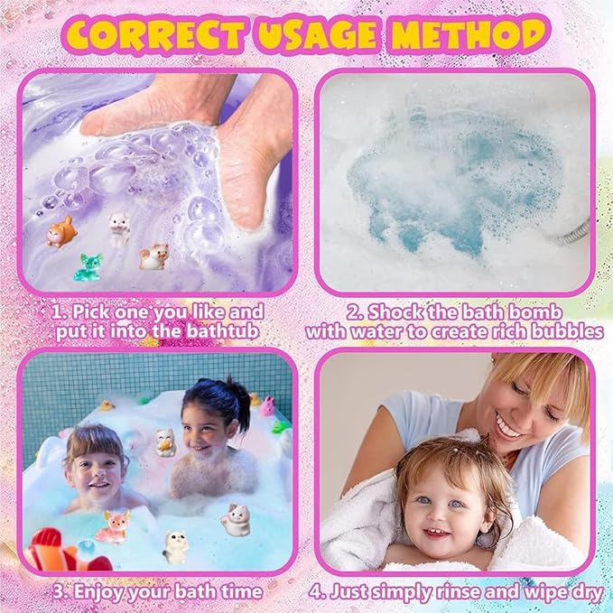 Kids Bath Bombs with Surprise Inside, 20 PackGift Set, Natural Organic Bubble Bath Kids Foam Bath - Bloomnest