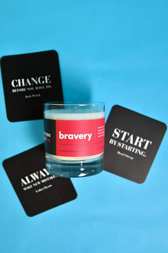 Bravery, Citrus &Sage, Highly-Scented, Inspirational Soy Candle, Made in USA, Great Message, Pure Essential Oils, Aromatherapy, 8 oz - Bloomnest
