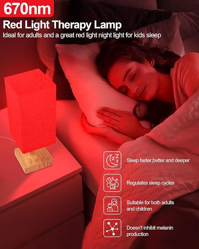 Red Light Night Light Lamp for Sleep, 670nm Red Nightlight Desk Lamp for Bedroom with Multi-Color and Brightness Options Remote Control USB Charging Elegant Design - Bloomnest