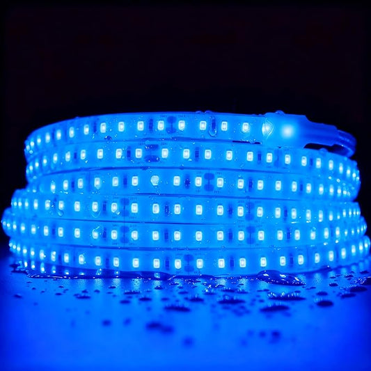 SuperLightingLED 24 Volt Blue LED Strip Sauna Light, Heat-Tolerant Flexible Dimmable Cuttable 5m/16.4ft 600 LEDs High-Density Bright IP68 Waterproof Sauna Room LED Tape (Blue) Bloomnest