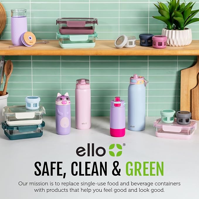 Ello Pop & Fill Insulated Stainless Steel Water Bottle with Quick Fill Lid, Leakproof Locking, Sip or Chug Spout, BPA-Free, Double Wall Vacuum Insulated for Sports, Travel & School- 22oz / 32oz / 40oz Ello