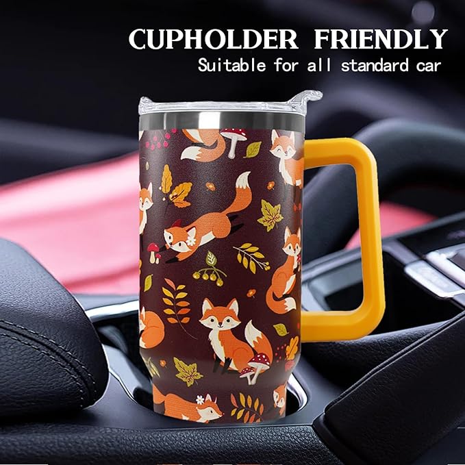 Ceovfoi 40 oz Fall Fox Tumbler With Lid and Straw, Travel Mug Cup Water Bottle, Gifts for Fox Lovers, Decor Accessories - Bloomnest