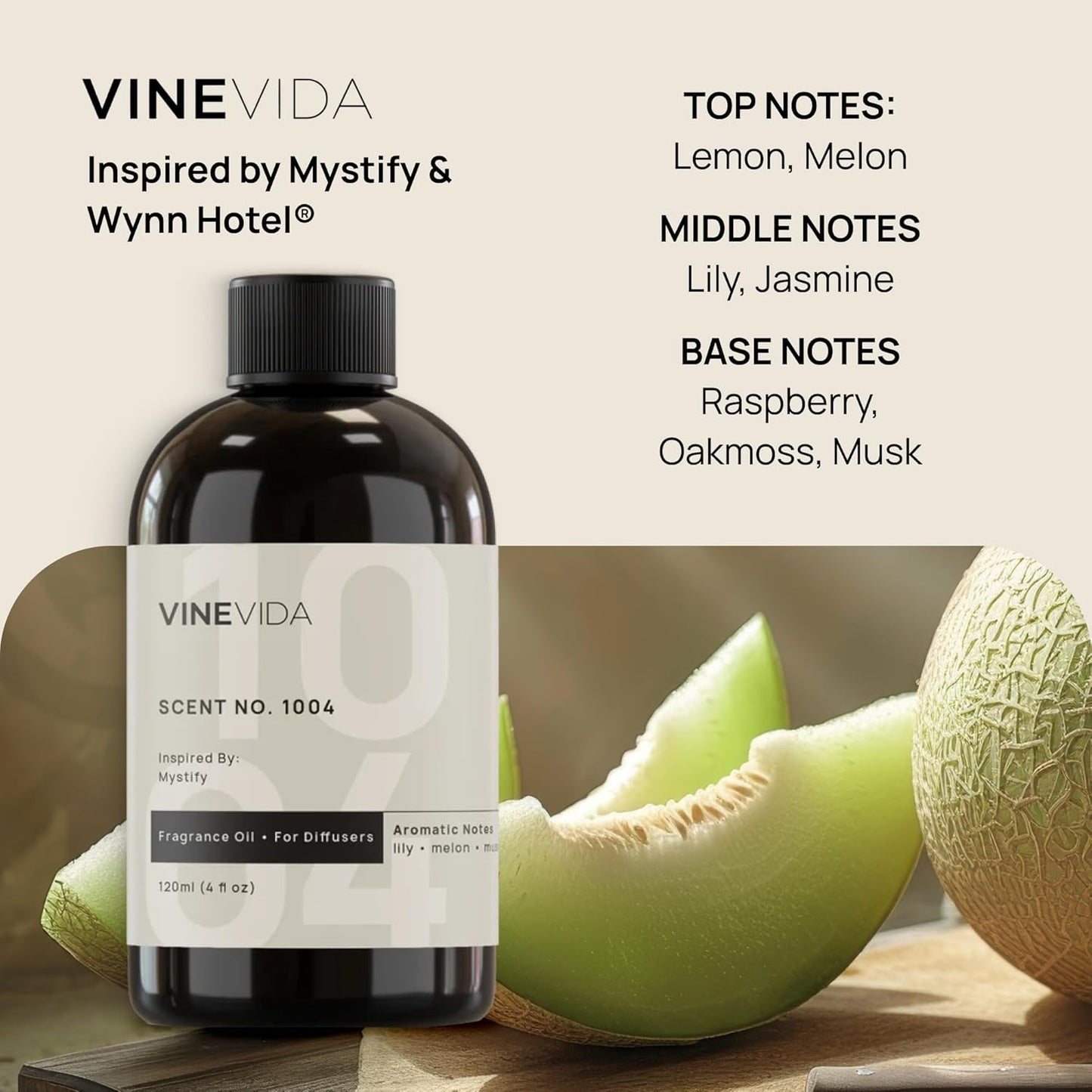 VINEVIDA (128oz) Hotel Fragrance Collection Diffuser Oil - Cold Air Diffuser - Inspired by Wynn Hotel Scent No.1004