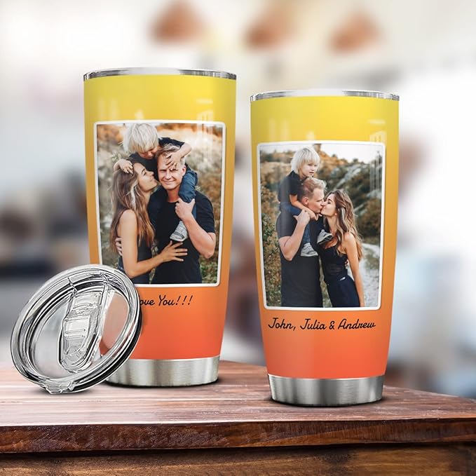 Wassmin Personalized Tumbler Customized Tumblers With Picture Text Stainless Steel 20oz 30oz Insulated Travel Cup with Pictures Photos Gifts For Couple Family Men Women Wife Husband - Bloomnest