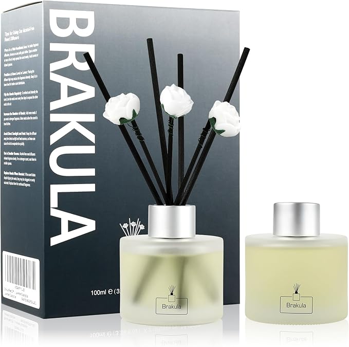 Brakula 2 Pack Reed Diffuser Set, Bamboo Scented, Home Fragrance with 14 Sticks Bathroom Decor, Reed diffusers for Home 6.76 fl oz (Bamboo) - Bloomnest