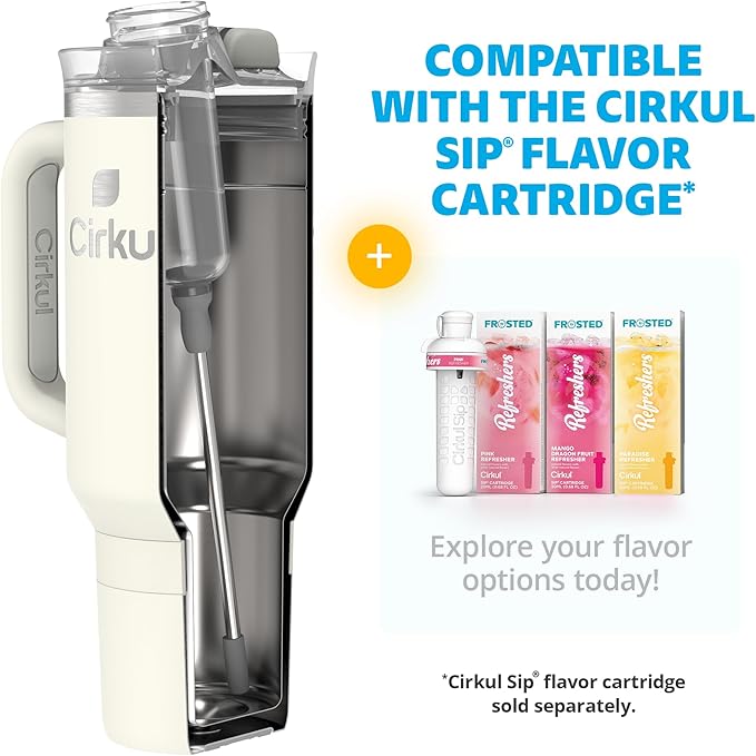 Cirkul 40oz. Pearl Stainless Steel Tumbler with Handle, All-Day StrawSip™, Double-Wall Insulated