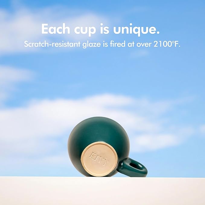 KIVY Espresso Cups Set of 4 [Set 4x 3oz]- Espresso Set Thick Walled Stoneware Espresso Cup Set - Italian Style Espresso Cups and Saucers - Coffee Mugs - Pastell Green, Blue - Bloomnest