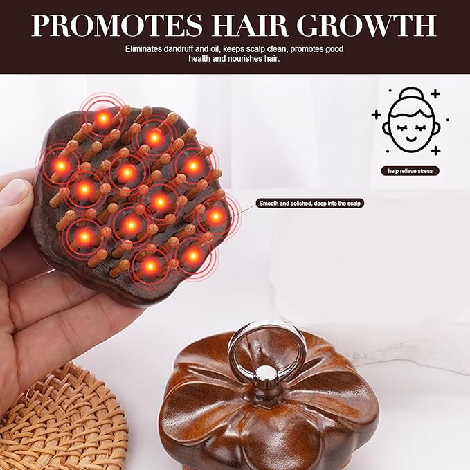 Wooden Scalp Massager for Hair Growth Support, Bamboo Scalp Massager Brush for Head Relaxation, Scalp Stimulation & Hair Oil Distribution, Natural Wooden Massager for Face and Body Care Bloomnest