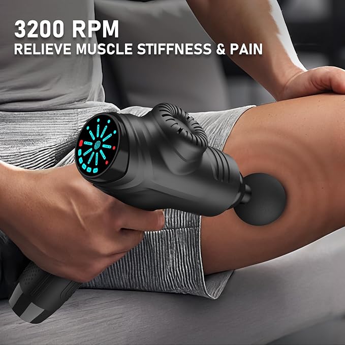 RAEMAO Massage Gun, Handheld Electric Deep Tissue Muscle Massager for Athletes for Pain Relief Attaching 8 Replacement Heads, Percussion Massager with 10 Speeds, Father's Day Gifts, Black - Bloomnest