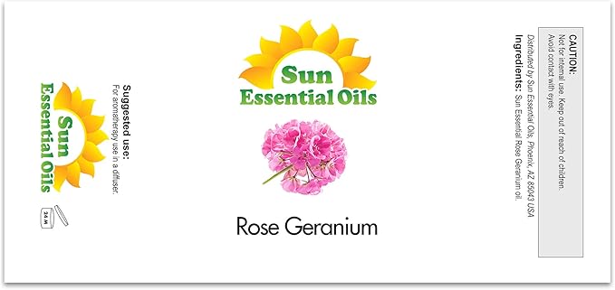 Sun Essential Oils Rose Geranium Essential Oil 2 Fluid Ounces - Rose Geranium Oil for Aromatherapy - Bloomnest