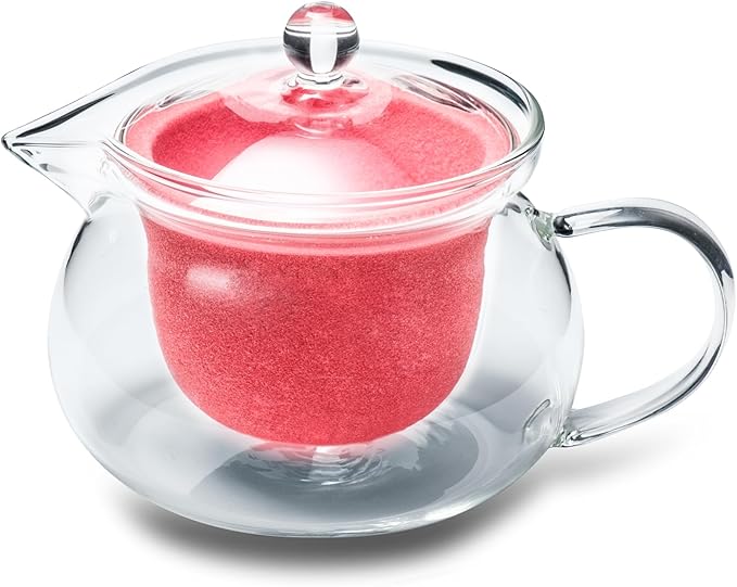 Heatproof Glass Teapot 13.5 fl (400 ml) with Removable Ceramic Infuser strainer Ha-Pot Made in Japan (Pink) - Bloomnest