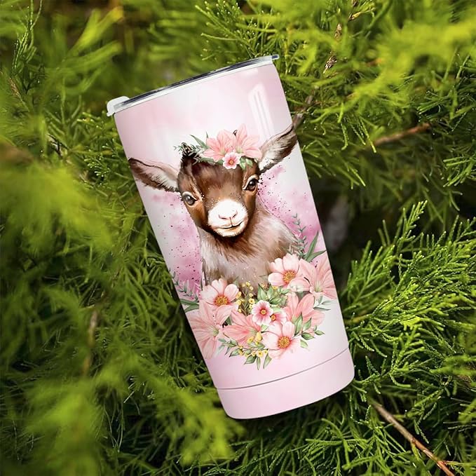 winorax Goat Tumbler 20oz Just A Girl Who Loves Goats Tumblers Stainless Steel Insulated Coffee Cup with Lid Gift For Women Girls Birthday Christmas Presents Stuff - Bloomnest