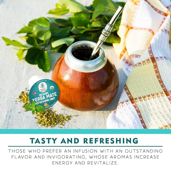Organic Yerba Mate Refreshing Mint Tea Pods - Naturally Caffeinated Yerba Mate Tea Pod for Keurig Brewers by Teavity (36 Tea Pods) - Bloomnest