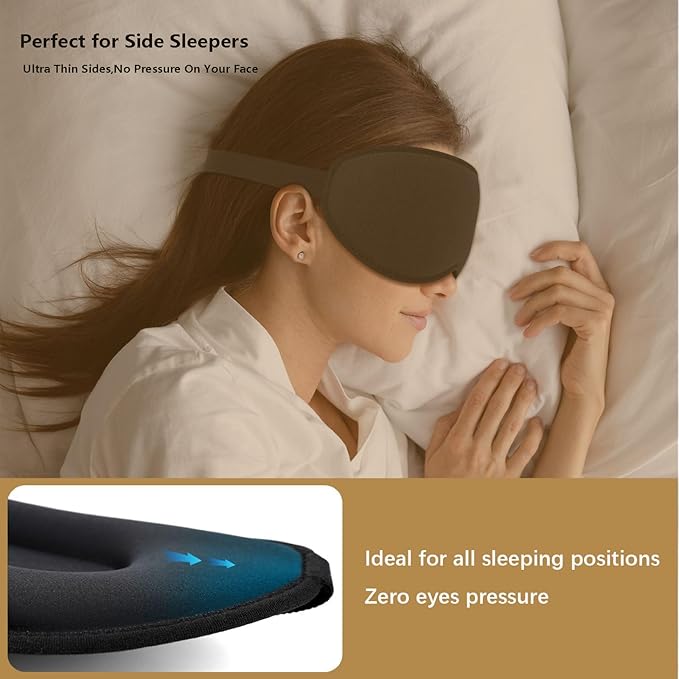 Sleep Mask for Side Sleeper, 3D Contoured Blackout Sleeping Mask,Breathable Sleep Masks for Women Men,Eye Masks for Sleep,Adjustable Eye Cover Blindfold with lash Extensions for Trave,Nap,Night Work - Bloomnest
