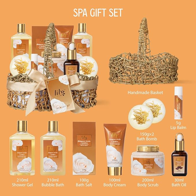 Valentines Day Gifts for Women - 10-Piece Honey Almond Bath and Body Gift Set for Women Spa Gift Basket Self Care Kit | Mothers Day, Birthday, Christmas Gifts, All Occasion Holiday Present