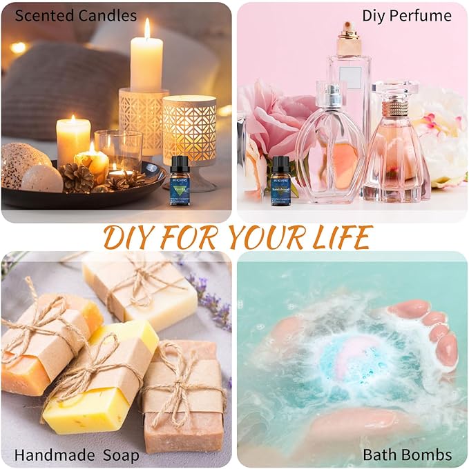 BURIBURI Sandalwood Oil Essential and Vanilla Essential Oil Gift Set, 100% Pure, Undiluted, Natural, Organic Aromatherapy Essential Oils 10ML BURIBURI