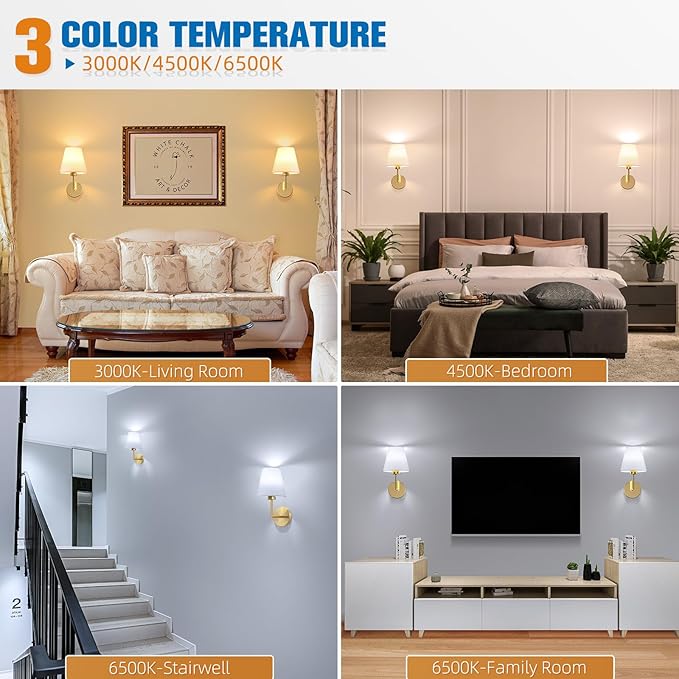 NIORSUN 13.8 inch Battery Operated Wall Sconce Set of 2,Gold Rechargeable Wall Lights with 5200mAh Dimmable Detachable Bulbs and Remote,9 Colors Wireless Sconces for Bedroom Living Room Hallway - Bloomnest