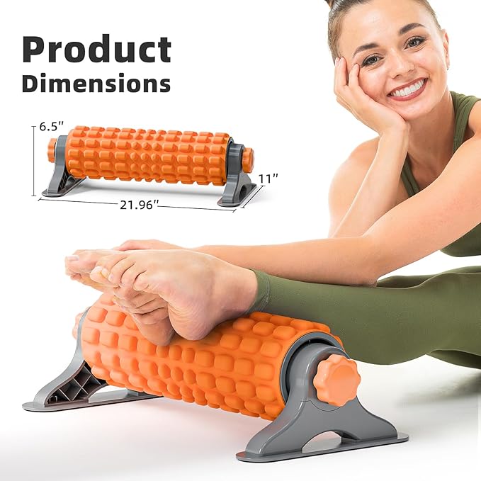 XL IT Band Firm Foam Roller with Resistance Holder - 17 inches - Exercise Roller for IT Band Issues, Deep Tissue Muscle Massage, Muscle and Back Roller for Fitness, Gym Equipment (Orange) - Bloomnest