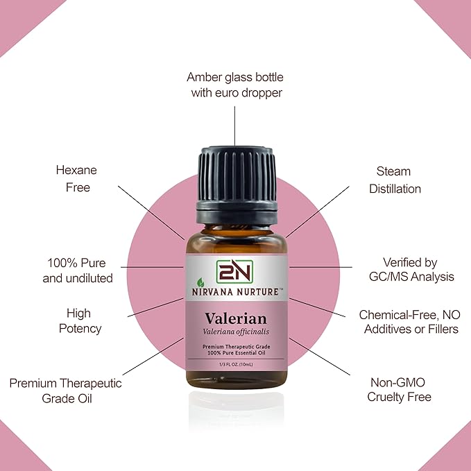 Valerian Essential Oil, 100% Pure Undiluted, Aromatherapy Oil for Diffuser, Hair & Skin Care NirvanaNurture
