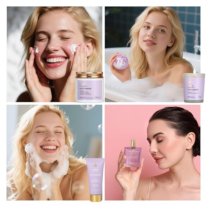 25 Pcs Valentines Day Gifts for Women, Lavender Bath & Body Gift Set, Hydrating Skin Care Set, Self Care Gifts, Face Sheet Mask, Cosmetic Bag, Necklace, Christmas, Birthday, Mothers Day - Bloomnest