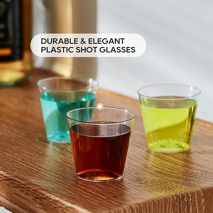 2 OZ 500 Pack Plastic Shot Glasses, Disposable Cups, Wine Tasting Cups, Small Plastic Tumbler for Whiskey, Wine Tasting, Food Samples, Perfect for Halloween, Thanksgiving, Christmas Party - Bloomnest