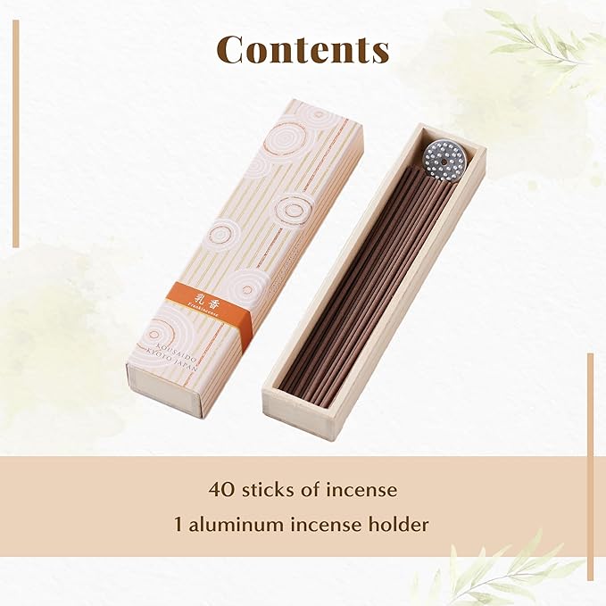 Hasegawa Hyakurakuko Premium Japanese Sandalwood Incense - Long Type, 40 Sticks with Aluminum Holder, 20-30 Min Burn Time, Made in Japan 線香 百楽香 (Frankincense) %E3%81%AF%E3%81%9B%E3%81%8C%E3%82%8F%EF%BC%88Hasegawa%EF%BC%89