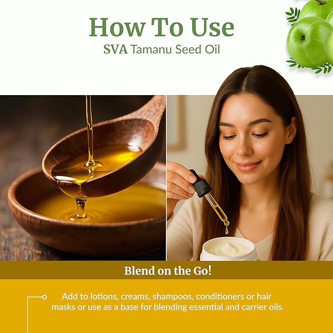 SVA Tamanu Seed Oil Organic - 32 Fl Oz – 100% Natural Cold Pressed Tamanu Oil - for Face, Skin Care, Hair Care, Scalp Massage & Body Massage – Carrier Oil - Bloomnest