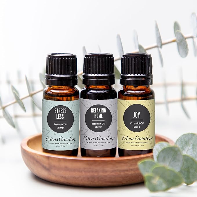 Edens Garden De-Stress Essential Oil 3 Set – 100% Pure Therapeutic Grade Aromatherapy Blends for Relaxation & Stress Relief Gift Set – No Fragrance Oil & Undiluted for Home Diffusers, 10 ml/ 3 Pack - Bloomnest