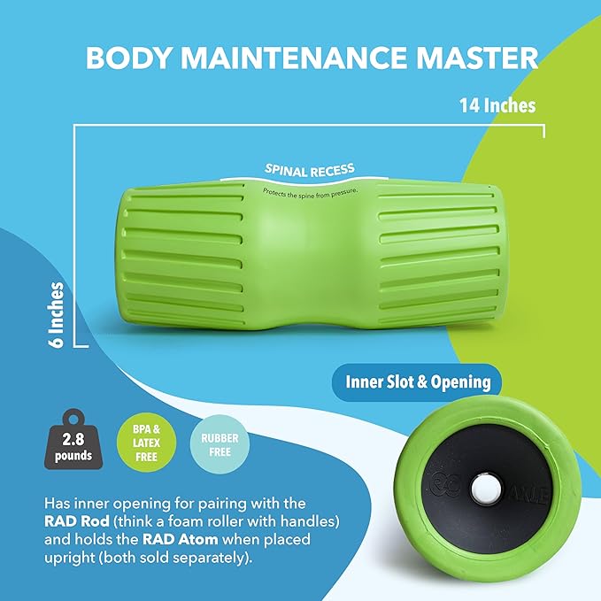 RAD Axle – Extra Firm High-Density Exercise Foam Roller – Deep Tissue Myofascial Release for Back, HIPS, Legs & Shoulders – Muscle Recovery Tool for Stretching & Mobility - Bloomnest