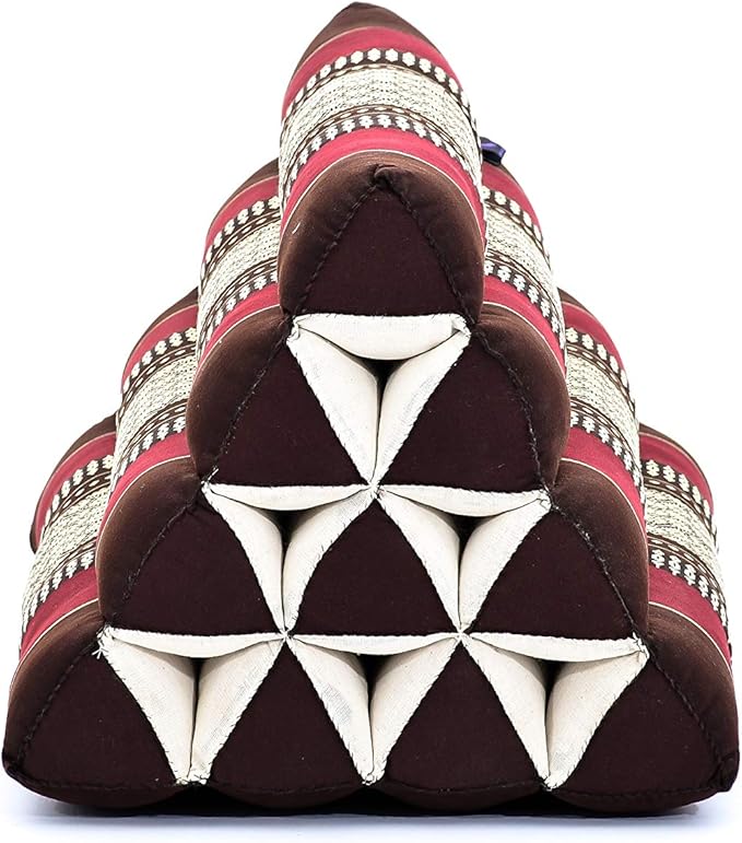 Leewadee Triangle Cushion – Comfortable Backrest for TV or Reading, Incline Pillow for Relaxing Made of Kapok, 20 x 13 x 13 inches, Brown Red - Bloomnest
