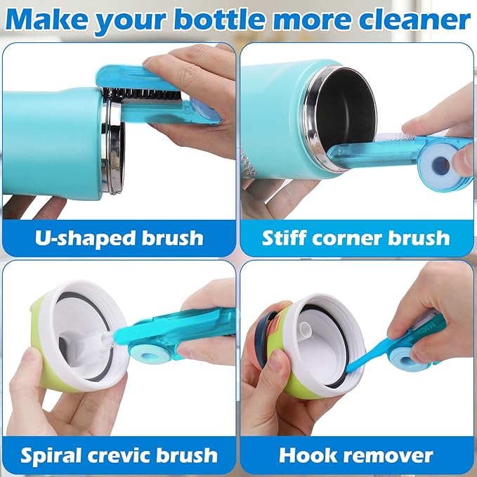 Palksky Water Bottle Cleaner Brush Kit for Hydroflask, Wide Straw Lid Brushes and Long Handle Scrubbing Bottles Brush for Hydro Flask 16/24/32/40 oz Cups Palksky