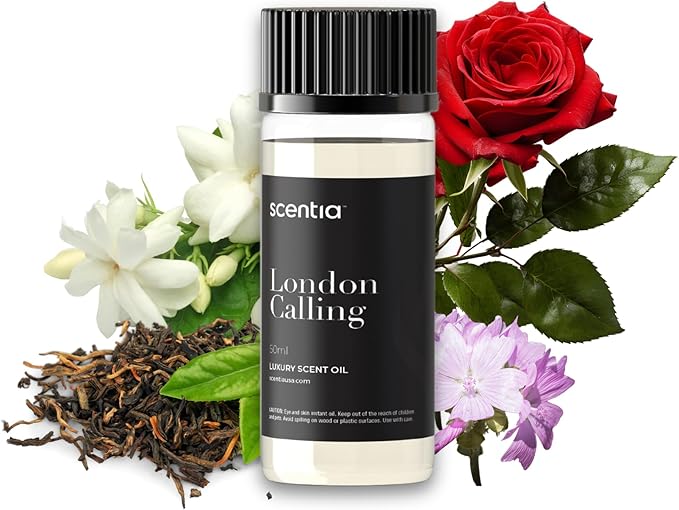 Scentia Hotel Diffuser Oil Inspired by Ferrari - 50 ml 1.69 fl oz - Fragrance Oil Blend White Tea, Cedarwood & Soku Lime for Aromatherapy Diffusers and Humidifiers - London Calling, Mothers Day Gift Scentia