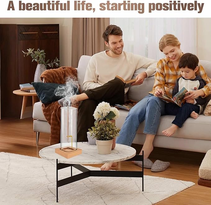 Incense Holder for Sticks, Insence-Stick Holder, Clean-Burning Design, Removable Ash Collection Glass, Top Burning Design Extends More Burn Time, Installation-Free, for Yoga, Home Decor - Bloomnest