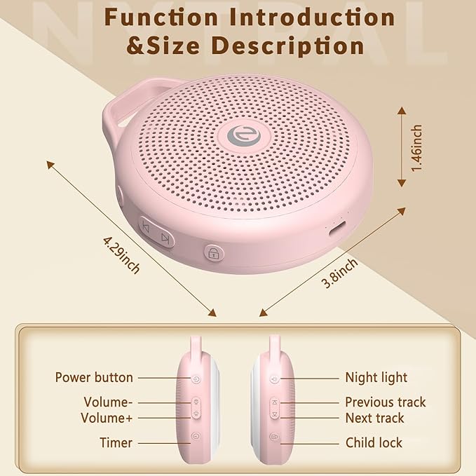 Portable White Noise Sleep Sound Machine for Home and Travel. Perfect for Your Sleeping Baby with a dimmable Night Light and Long Battery Life. Baby Essential Adult/Child Lock Feature. - Bloomnest