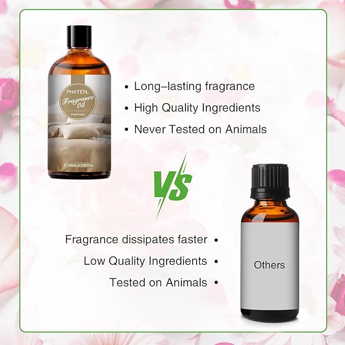 PHATOIL 3.38FL.OZ Fresh Linen Fragrance Oils for Aromatherapy, Essential Oils for Diffusers for Home, Perfect for Diffuser, DIY Candle and Soap Making, DIY Scented Products - 100ml - Bloomnest