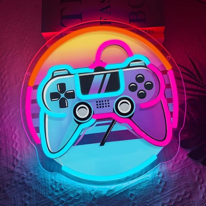 Gamer Neon Sign, Gaming Neon Sign for Gamer Room Decor Game LED Lights for Bedroom Wall Decor Gamepad Dimmable Neon Gaming Sign for Party Decorations Teen Boys Gift USB Powered(12.6"*12.6") - Bloomnest