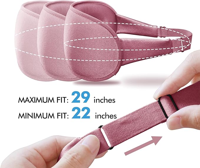 Sleep Eye Mask for Side Sleeper, Lash Extensions 3D Contoured Cup Sleeping Mask for Men Women, Travel Blackout Night Blindfold Eye Shade Cover with Adjustable Strap (Pink-Side Sleeper) - Bloomnest