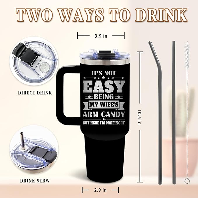 DUUV Birthday Gifts for Husband from Wife, Best Husband Ever Tumbler with Handle 40 Oz Stainless Steel Insulated, Christmas Thanksgiving Wedding Anniversary Appreciation Gifts for Husbands, 1PCS - Bloomnest