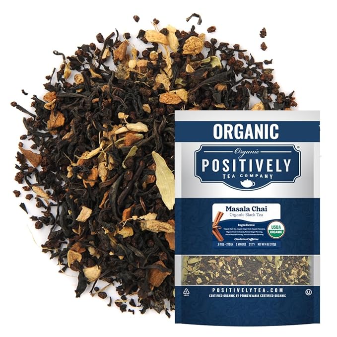 Organic Positively Tea Company, Masala Chai Black Tea, Loose Leaf, 4 Ounce - Bloomnest