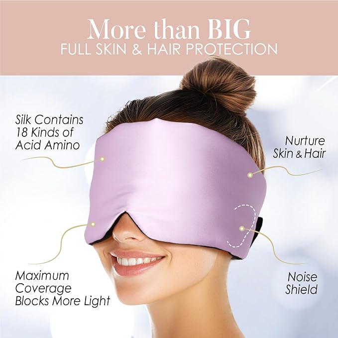 LULUSILK Reversible Mulberry Silk Sleep Mask for Women and Men, Adjustable Real Silk Eye Mask for Sleeping, Lavender and Black, Pack of 1 - Bloomnest