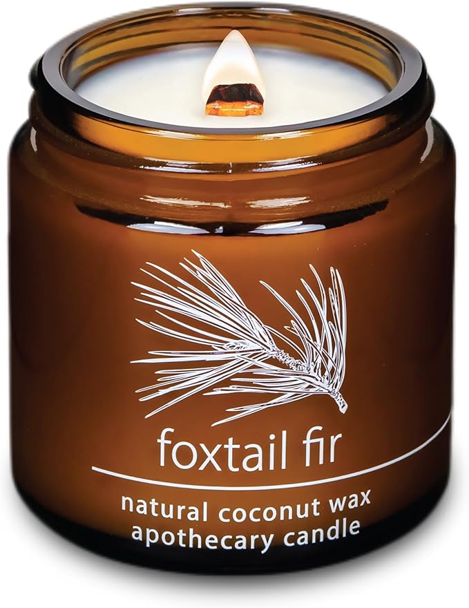 Hemlock Park Crackling Wood Wick Candle Handcrafted with Natural Coconut Wax (Small 4 oz, Foxtail Fir) - Bloomnest
