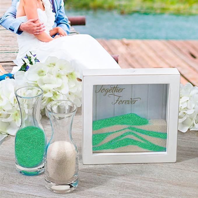 HappyFiller Green Sand 1.75 LB Fine Unity Sand with Storage Container for Crafts,Wedding Ceremony,Arts,Decorative Vase Filler,Christmas Home Décor,28 OZ - Bloomnest
