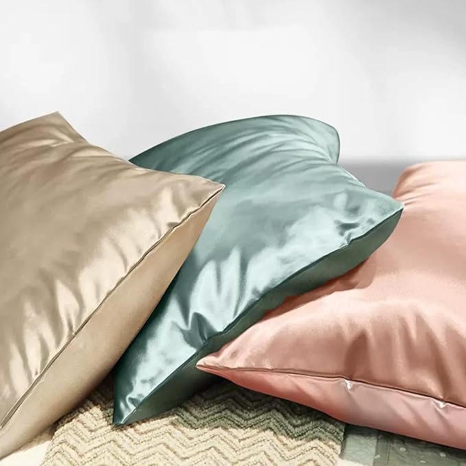 Teal Silk Pillow Cases Queen Made in USA, 100% Mulberry Silk Pillowcase with Hidden Zipper, Premium 22 Momme Cooling Acne Pillowcase, 1 Pack 20"x30" (Queen, Mineral Blue) - Bloomnest