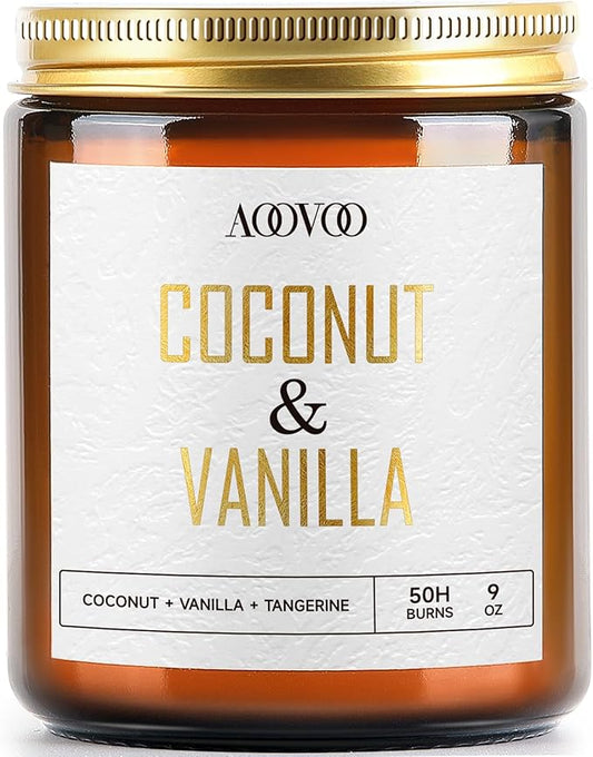 AOOVOO Coconut Vanilla Candles - 9 oz Scented Candles, Aromatherapy Candle, Soy Candle for Home Scented - Bloomnest